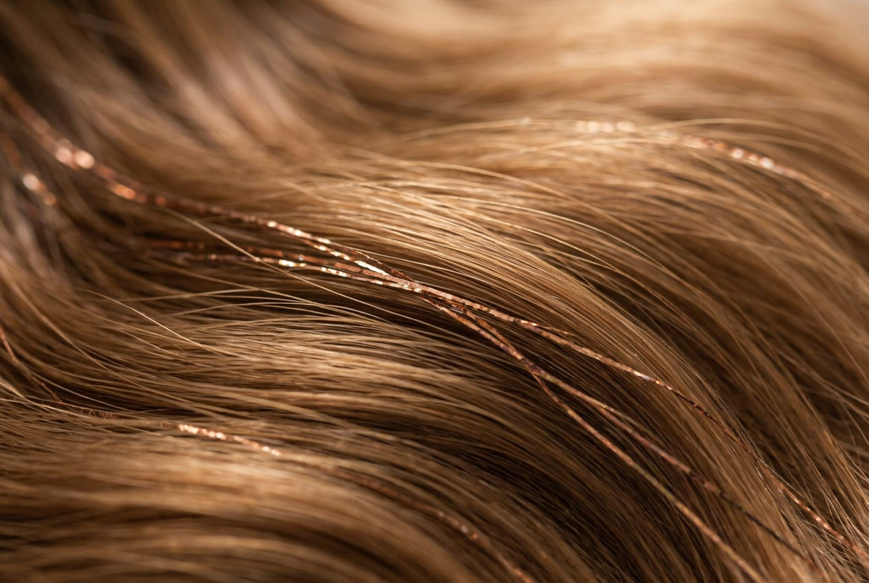 Driftwood LUMILOX strands woven through real hair