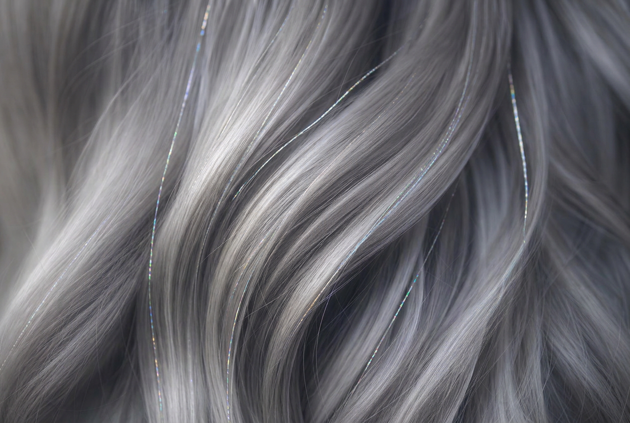 Ocean Shimmer LUMILOX strands woven through real hair
